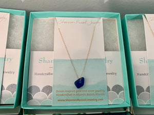 Sea Glass Necklace in Solid 14K Gold