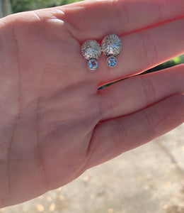 Sea Urchin Aquamarine Stud Earrings