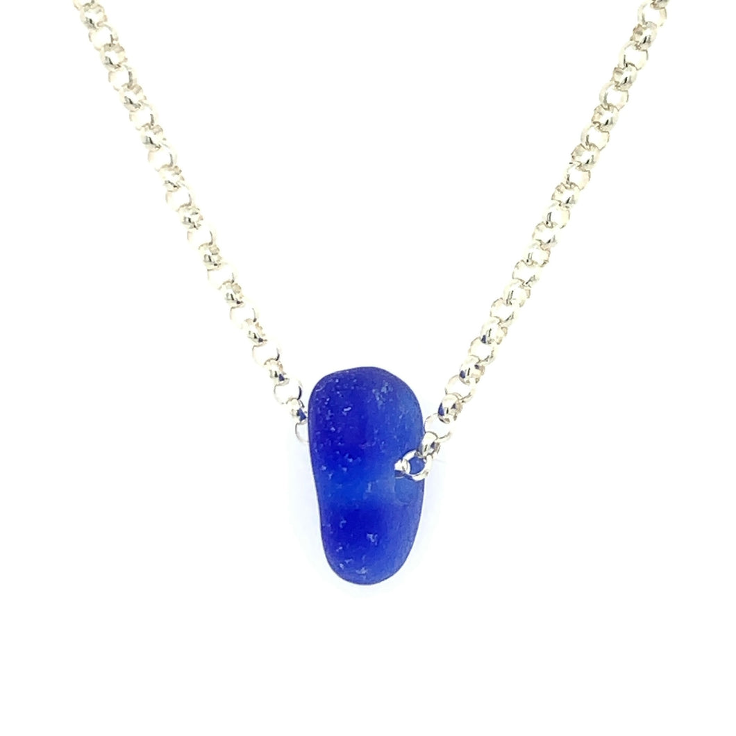 Cobalt Blue Floating Sea Glass Necklace