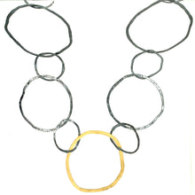 Hammered Silver and Gold Circles Necklace