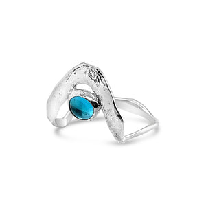 Boomerang Wave Ring in Swiss Blue Topaz