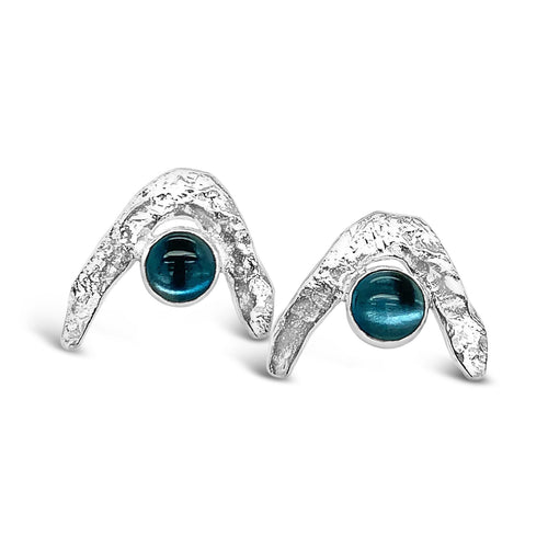 Boomerang Wave Earrings in London Blue Topaz