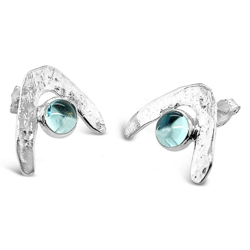 Boomerang Wave Earrings in Sky Blue Topaz