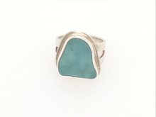 Deep Aqua Blue Sea Glass Ring