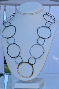Hammered Silver and Gold Circles Necklace