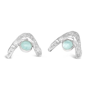 Boomerang Wave Earrings in Sea Foam Aquamarine