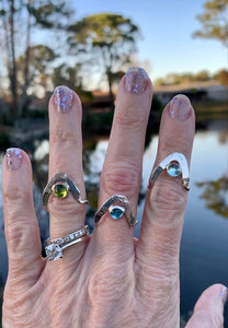 Boomerang Wave Ring in Swiss Blue Topaz