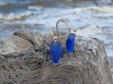 Sea Glass Hook Earrings in 14K Gold