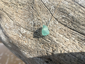 Sea Glass Necklace in Solid 14K Gold