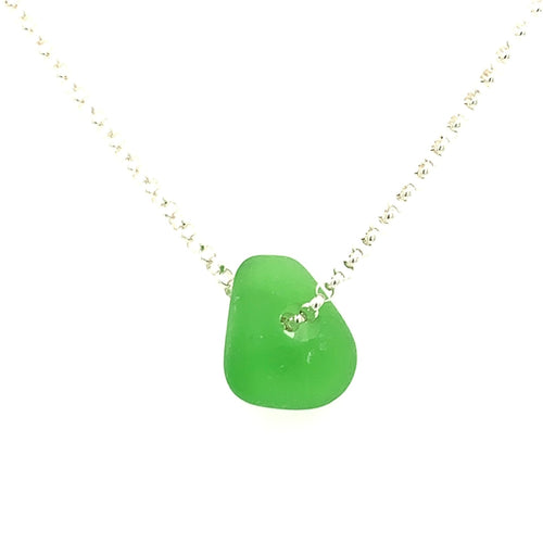 Kelly Green Floating Sea Glass Necklace