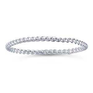 Boat Rope Solid Sterling Silver Stacking Rings
