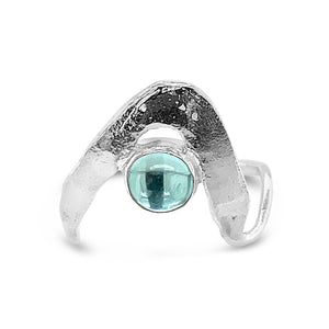 Boomerang Wave Ring in Sky Blue Topaz