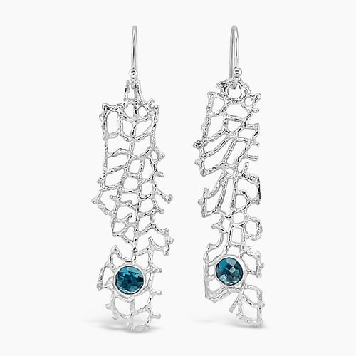 London Blue Topaz Fan Coral Earrings