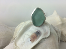Deep Aqua Blue Sea Glass Ring