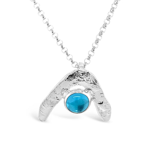 Boomerang Wave Necklace in Swiss Blue Topaz