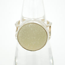 Champagne White Sea Glass Double Band Square Ring