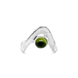 Boomerang Wave Ring in Peridot