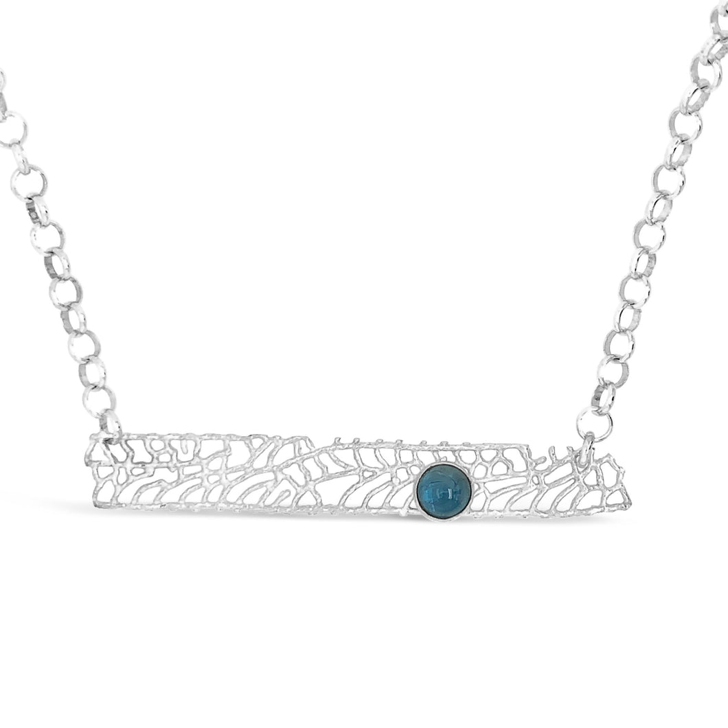 London Blue Topaz Fan Coral Necklace