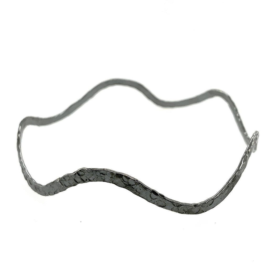 Stormy Ebb and Flow Bangle in Textured Sterling Silver